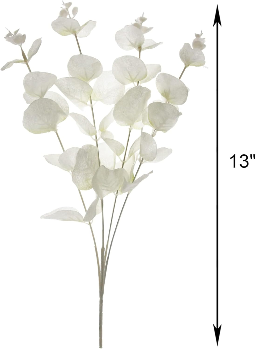 Tinsow 5 Pcs Artificial Eucalyptus Branches Real Touch Leaf Stem White Faux Eucalyptuses Wedding Bouquet Centerpiece Christmas Home Decor (White and Beige Mix, 5)