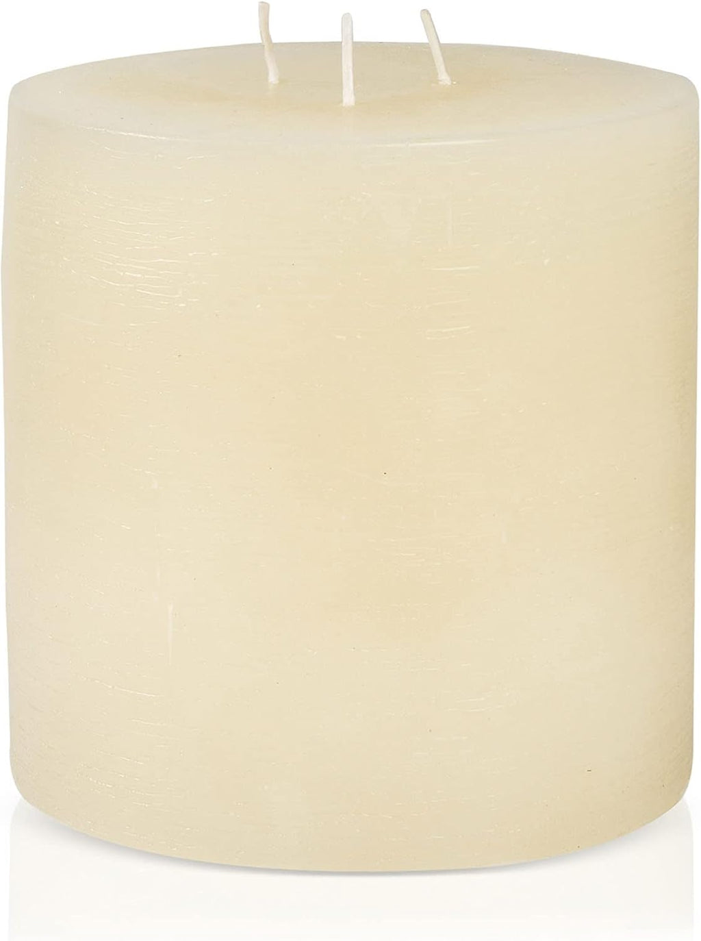 Bask Large Mottled Pillar Candles - Unscented - 6-Inch Diameter for Extra-Wide Holders - 3-Wick Candles for Home and Events - Ivory