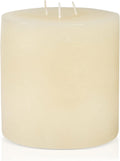 Bask Large Mottled Pillar Candles - Unscented - 6-Inch Diameter for Extra-Wide Holders - 3-Wick Candles for Home and Events - Ivory