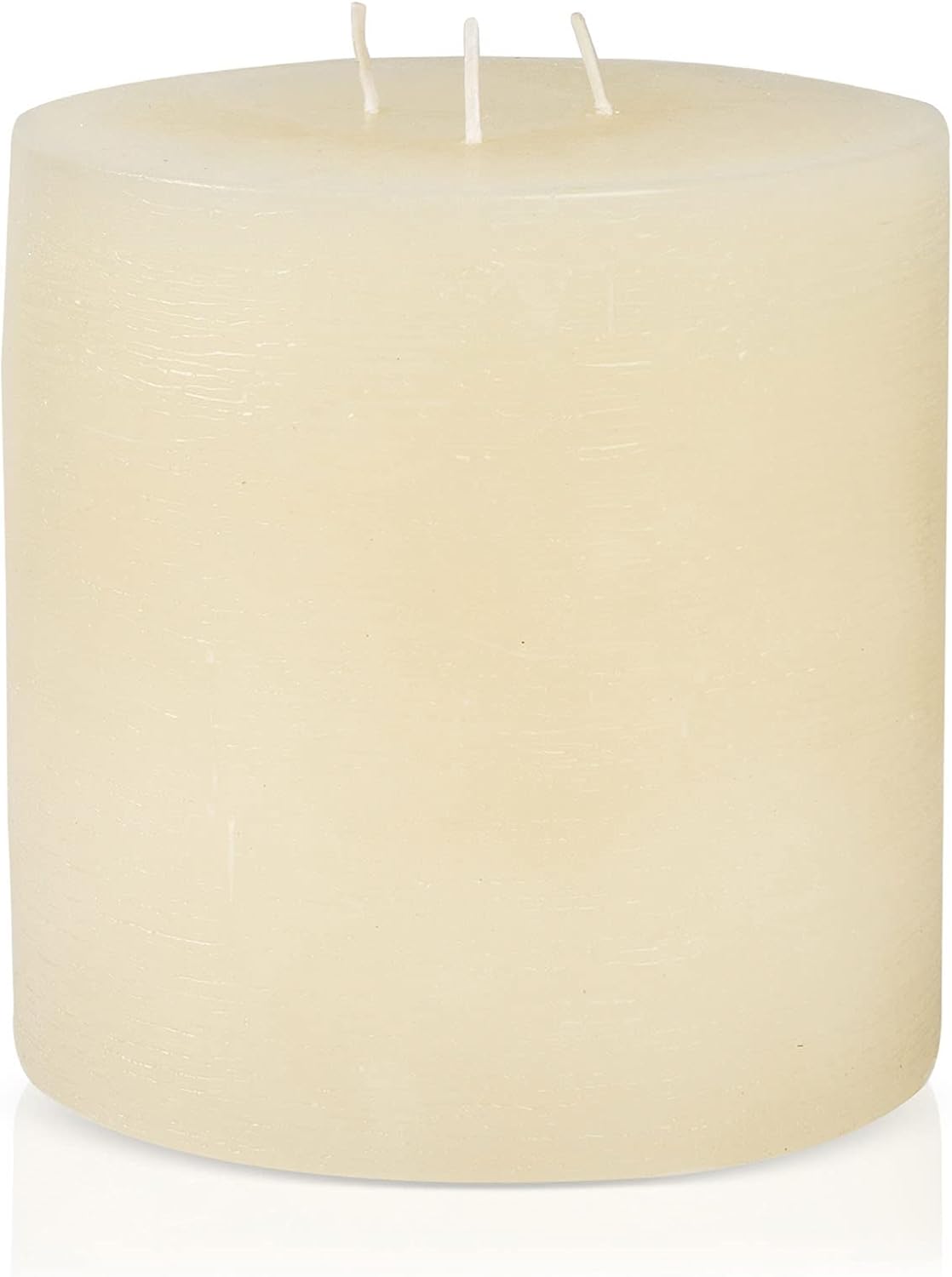 Bask Large Mottled Pillar Candles - Unscented - 6-Inch Diameter for Extra-Wide Holders - 3-Wick Candles for Home and Events - Ivory