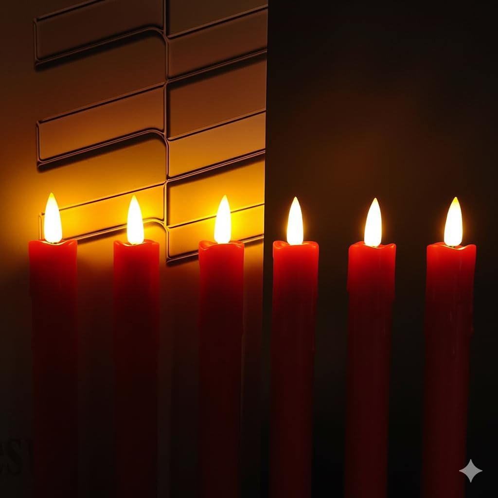 6.7 Inch LED Candles Battery Operated, Red, Set of 6