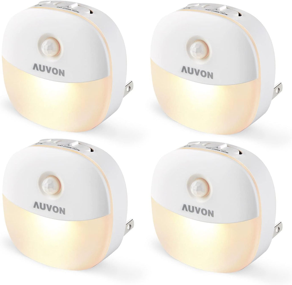 AUVON Plug-in Night Light, Motion Sensor and Dusk to Dawn Sensor, 4 Packs