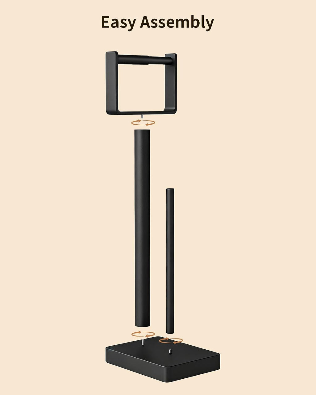 YUMORE Toilet Paper Holder Stand with Storage & Weighted Base, Matte Black