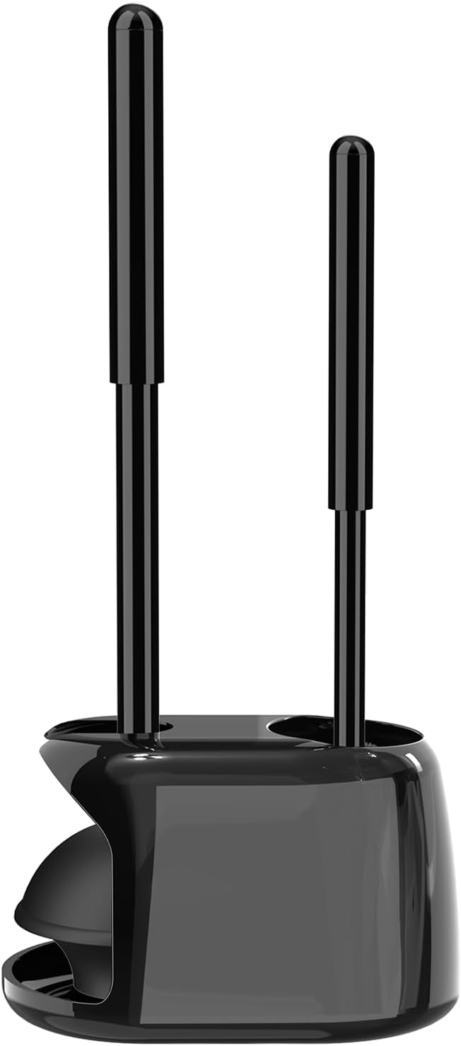 SetSail Toilet Brush and Plunger Set, Semi-Hidden Toilet Plungers, Black