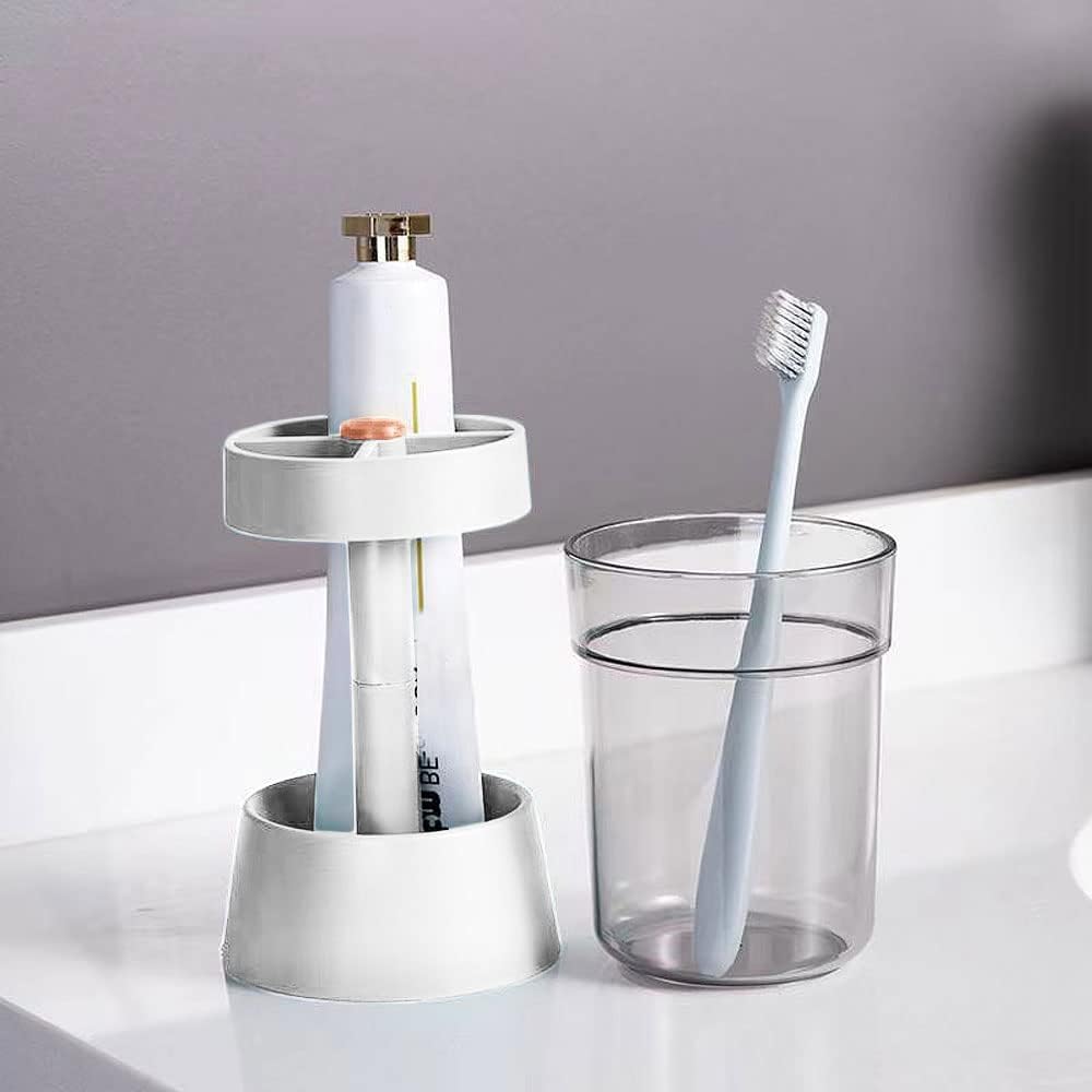Toothbrush Holder with Cup/Cover Contains 3 Slots, Compatible with Conventional Toothbrushes, Can Store Toothpaste