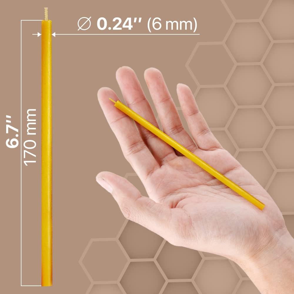 45 Pack Set Pure Beeswax Taper of Natural Wax – 7 inch Honey Scented Aroma – Healthy Beeswax for Religious Home Meditation Party and DIY Purposes 1101415