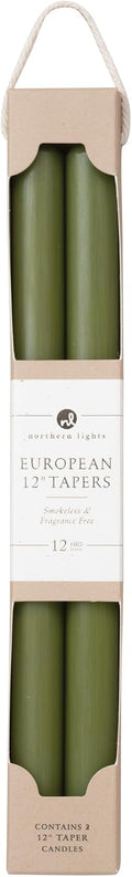 Northern Lights Candles - 12" 2pk Tapers - Moss Green - 72895