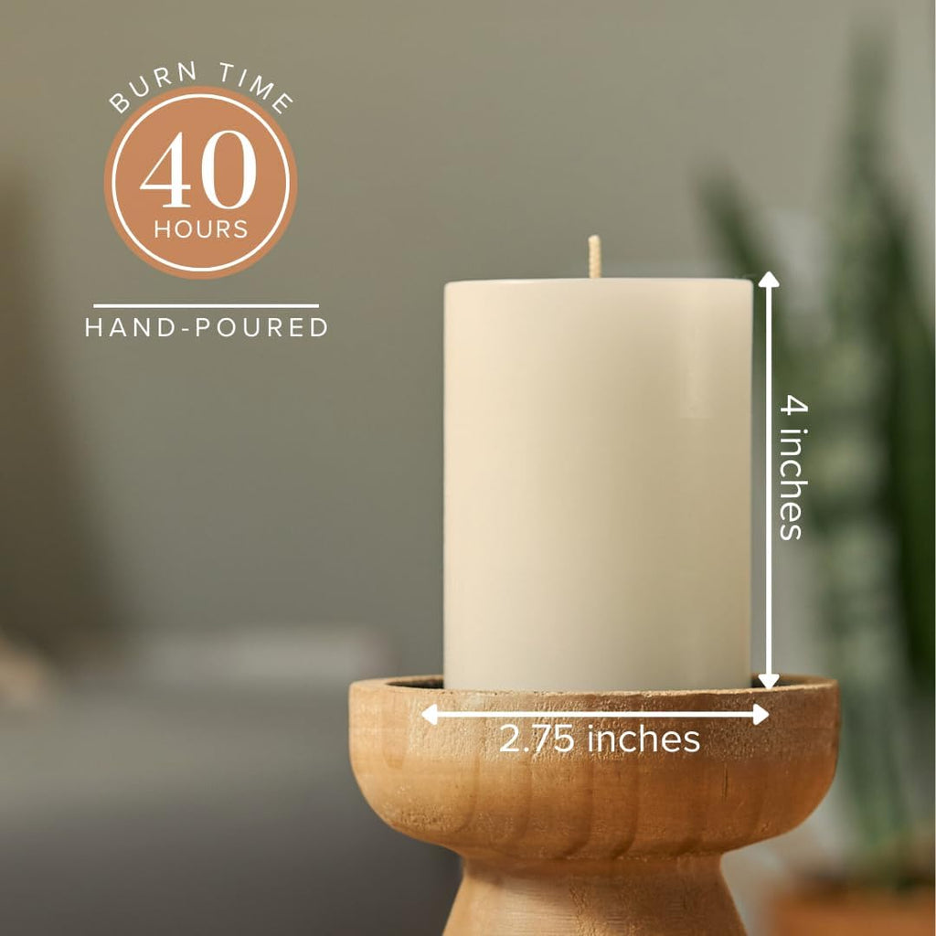 Simply Soson Ivory Pillar Candles 3x4, Set of 6, Unscented Bulk Pack
