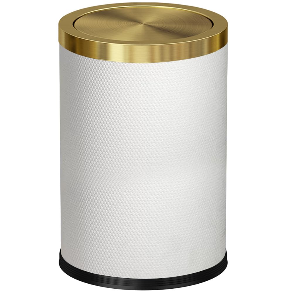 9L/2.4Gal Gold Waste Basket for Bathroom with Lid
