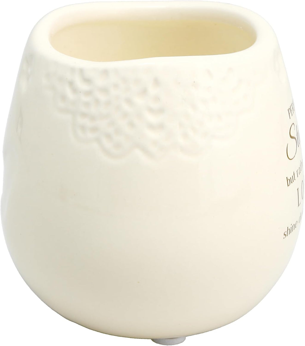Pavilion Light Your Way Memorial Ceramic Vessel - 100% Soy Wax Candle with "I Have an Angel Watching Over Me From Heaven" Text, Decorative Soy Filled Candle, Scent of Tranquility, 8 oz, White
