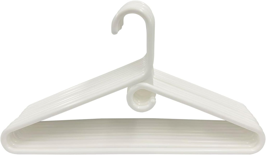 Clothes Hangers 10 Pack Plastic - Heavy Duty Space Saving Coat, Pant Hangers for Closet Organization - Durable Non-Slip, White Wardrobe Essentials Bulk Storage