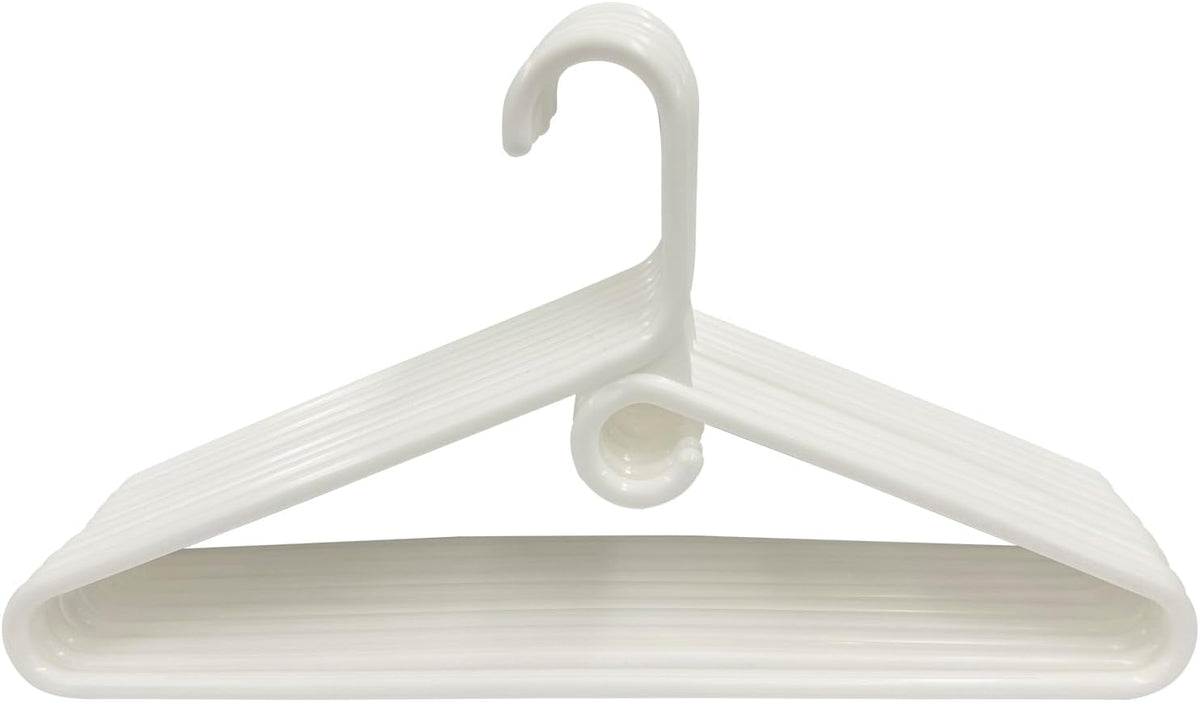 Clothes Hangers 10 Pack Plastic - Heavy Duty Space Saving Coat, Pant Hangers for Closet Organization - Durable Non-Slip, White Wardrobe Essentials Bulk Storage