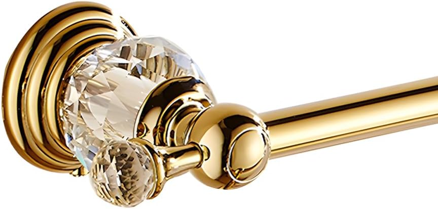 Crystal Gold Towel Bar, Gold Adjustable Bathroom Towel Holder Bar, Golden Single Towel Rack Hanger Home Towel Holder Rod for Bathroom Wall Mounted Bathroom Accessory