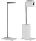 MARMOLUX ACC Toilet Paper Holder Stand, White Marble Base, Brushed Steel