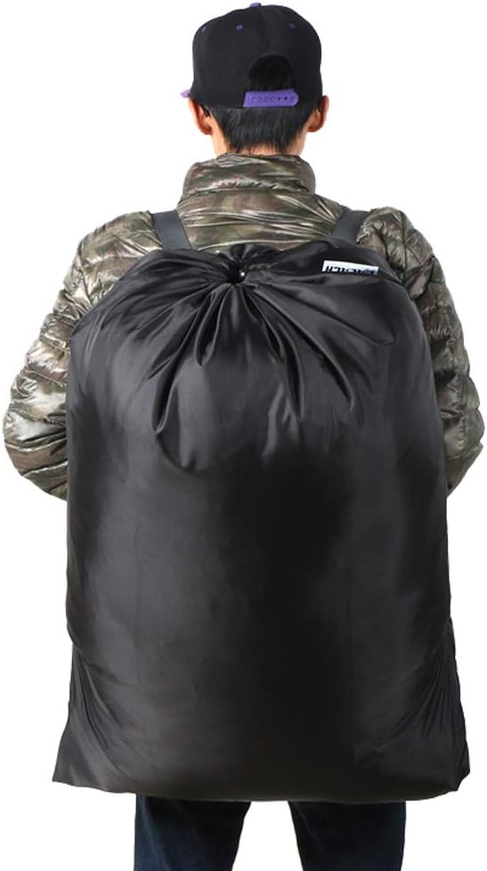 Laundry Bag Backpack, 27"x 34"Laundry Bag with Straps & Drawstring, Black