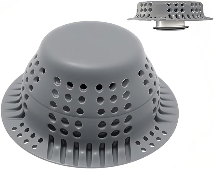 Seatery Bathtub Drain Hair Catcher with Drain Plug, Silicone Tub Drain Cover Strainer, Bathtub Drain Stopper, Drain Protector for Shower/Bathroom Sink, Heave-Duty & Stay in Place