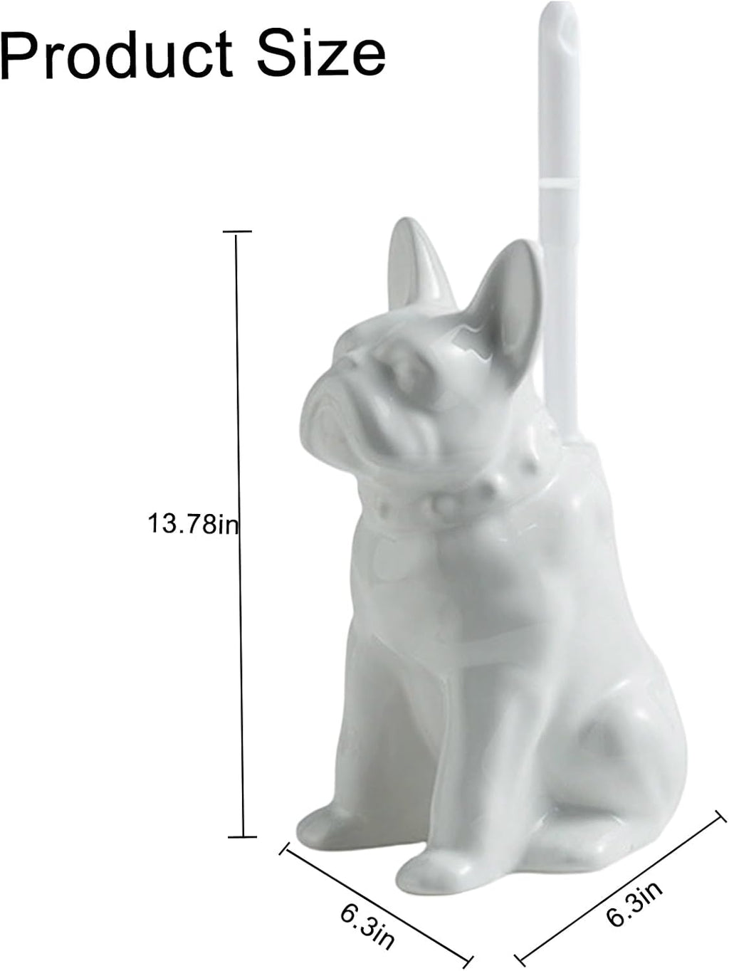 Comeon Ceramic Dog White Toilet Brush and Holder Set, Plastic Handle