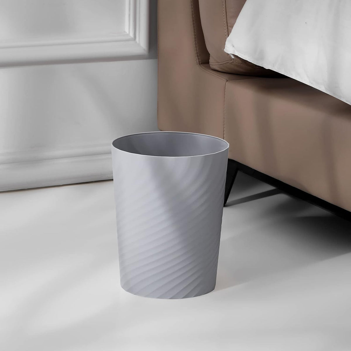 Small Bathroom Trash Can with Bags Garbage Can, 3 Pack, White Grey Black