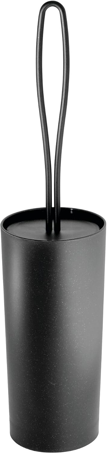iDesign Toilet Brush and Holder for Bathroom, Matte Black