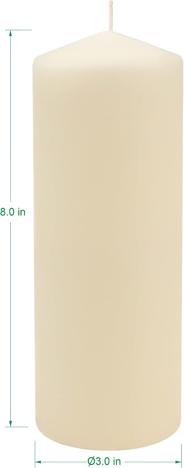 Stonebriar 80 Hour Long Burning Unscented Pillar Candles, 3x8, Ivory, 6 Count (Pack of 2)