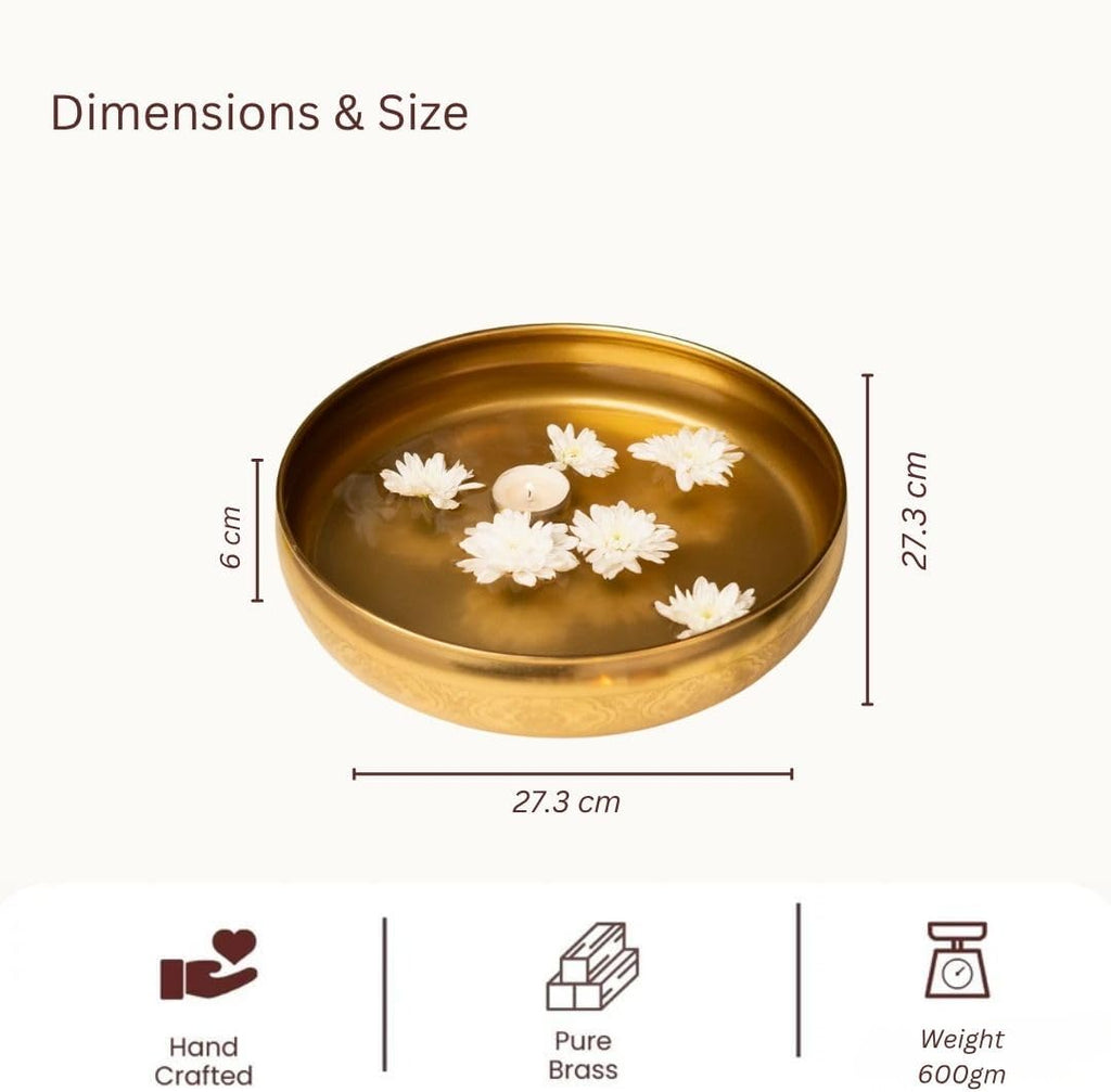 RITUALISTIC Maitri Brass Urli Bowl | Urli for Flower Decorations | Bras Urli Bowl for Home Decoration | Kitchen Décor | Bowl for Decoration | Perfect Return Gift for House Warming Ceremony | 10.5inch