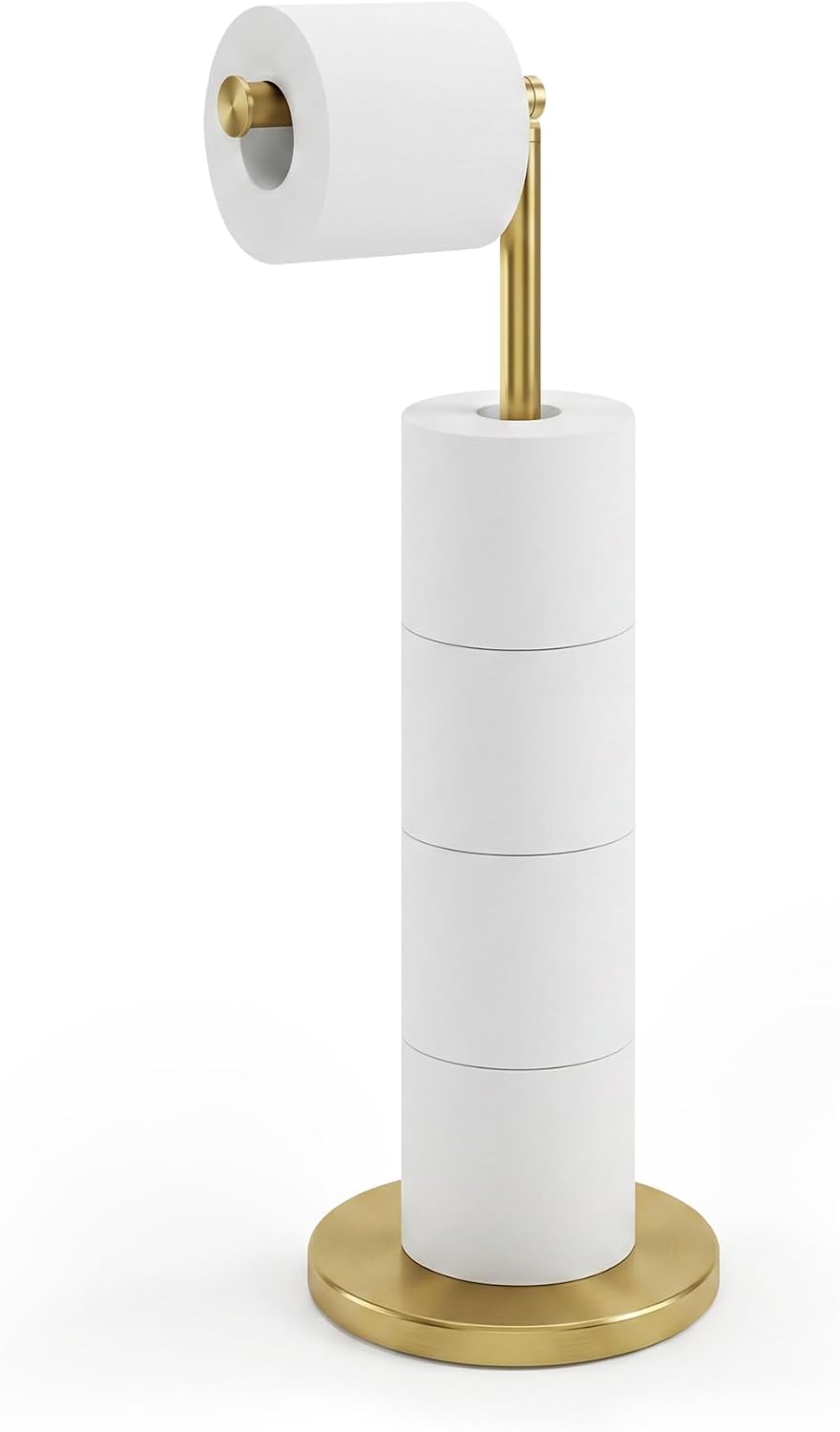 Cesun Free Standing Toilet Paper Holder Stand with Weighted Base, Gold