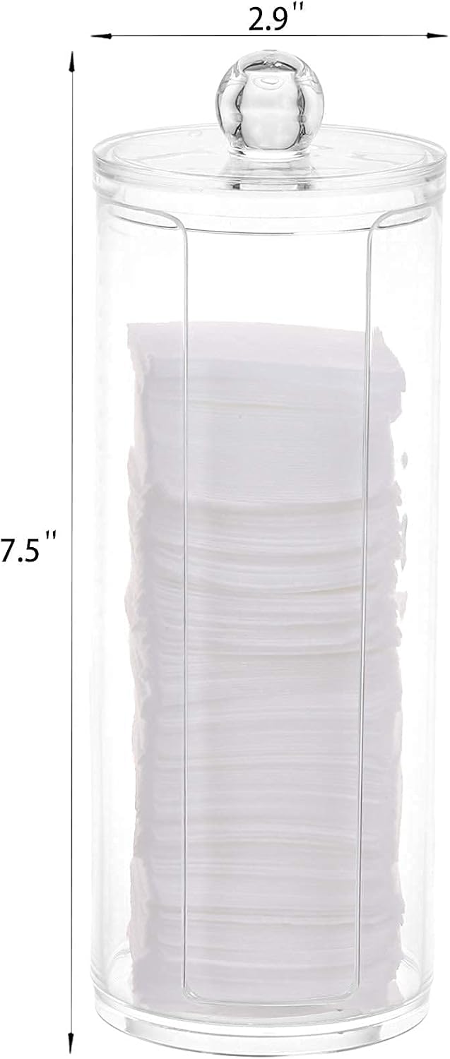 Tecbeauty Cotton Pad Holder Makeup Pads Cotton Swab Dispenser for Bathroom Storage,Clear, Acrylic, 2.9x7.5 inch