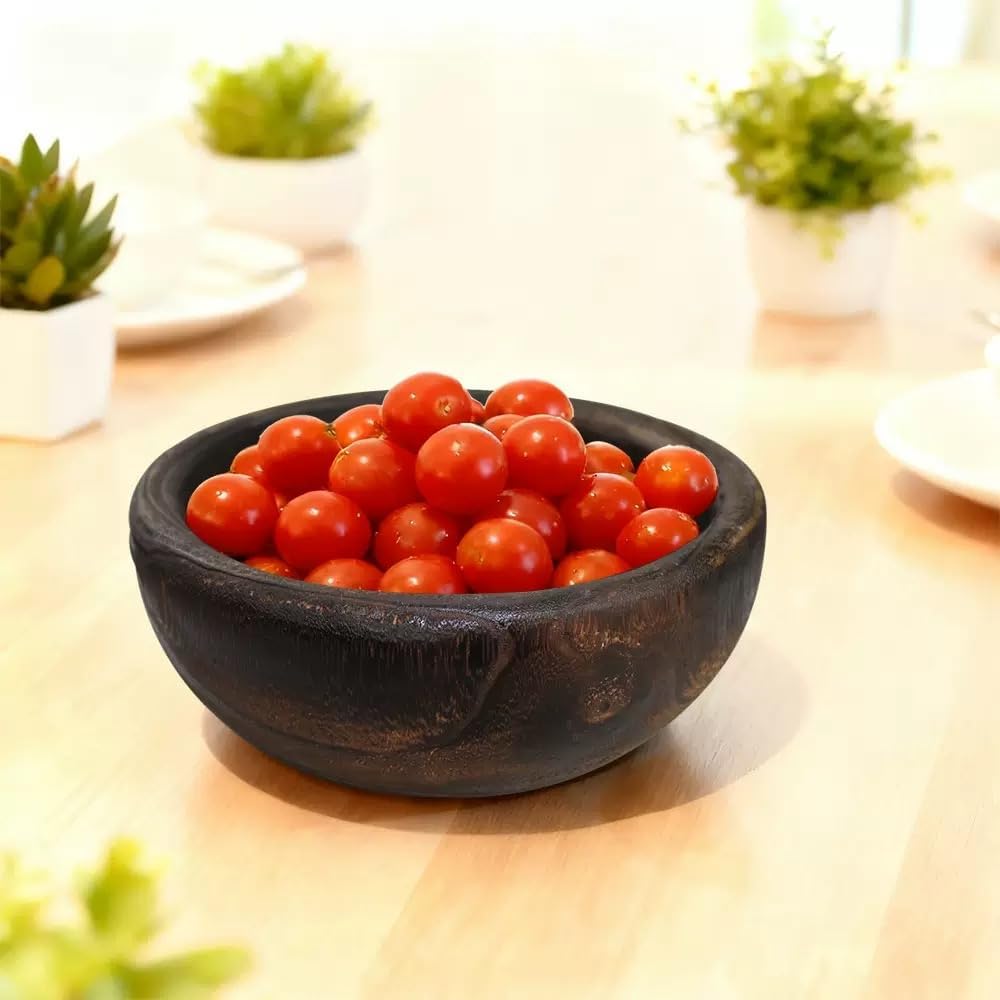 Wooden Bowl 10.6" Handcrafted Centerpiece for Storage (Small)