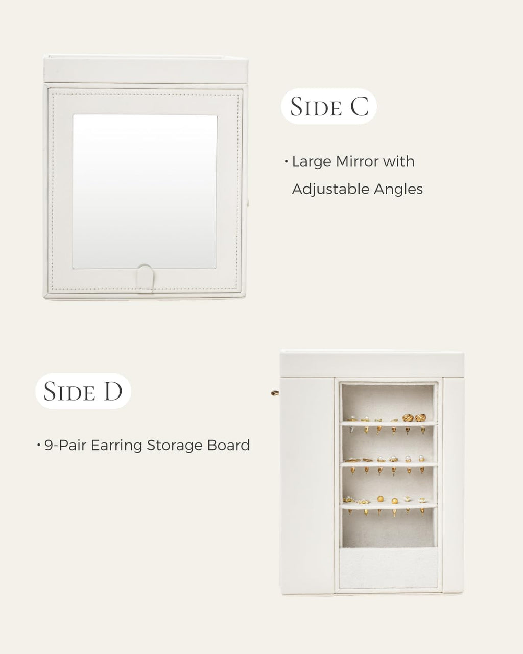 CASEGRACE 360°Rotating Jewelry Box Open Design Vertical Organizer with Glass Window Large Jewelry Display Storage Case Perfect for daily use at home or as a gift for women