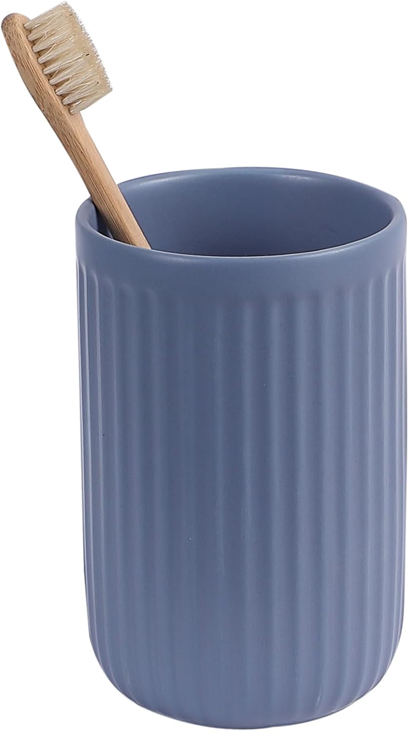 Toothbrush Holders for Bathrooms - 1 Cups Ceramic Toothbrush Toothpaste Holders, Blue Bathroom Tumbler Cups Reusable Toothbrush Mouthwash Cup, Bathroom Counter Organizer.