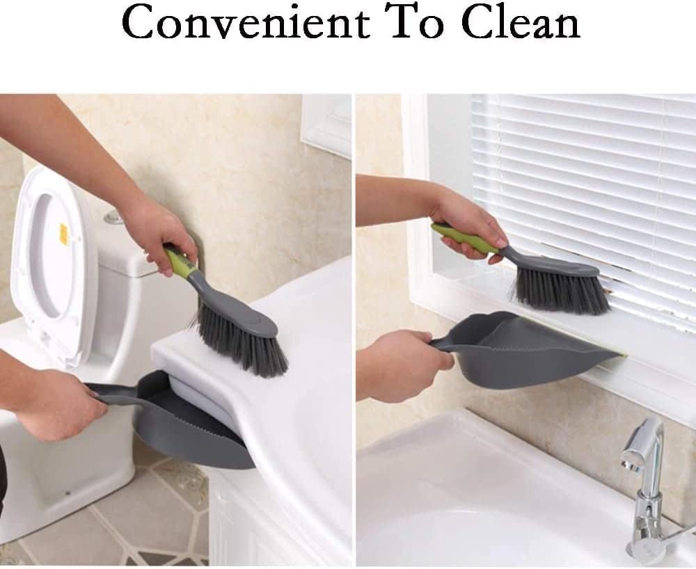 Dust Pan Broom Dustpan Brush - Dust Pans with Brush, Hand Broom and Dustpan Set, Handheld Broom and Dustpan Set, Used to Clean Floors, Tables, Animal Cages, PET Fiber Bristles (3pcs)