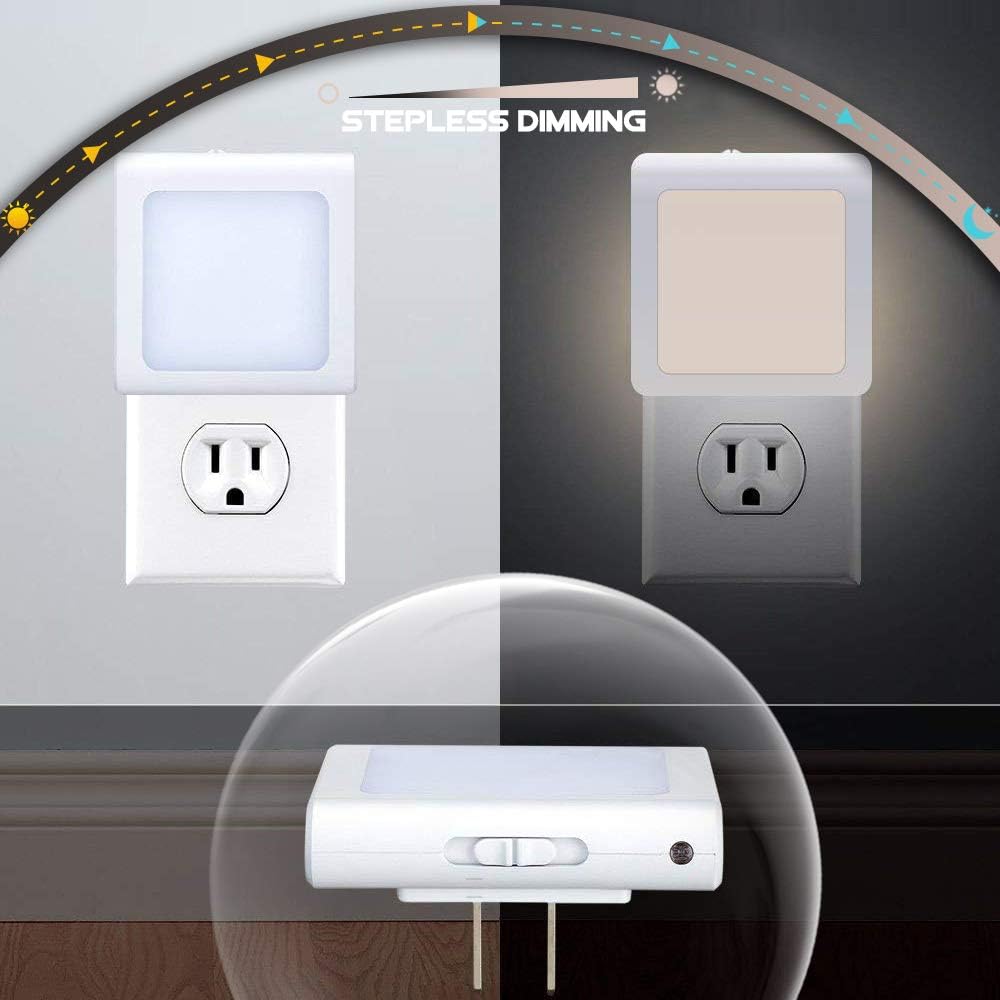 VINTAR 4 Packs Plug-in Dimmable Night Light with Auto Dusk to Dawn Sensor