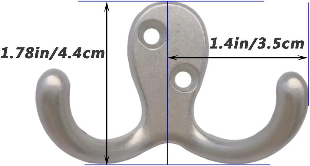 20 Pcs Coat Hooks Hardware Wall Hooks Heavy Duty Hooks for Hanging Coats Double No Rust Hook Wall Mounted for Key, Towel, Bags, Cup, Hat