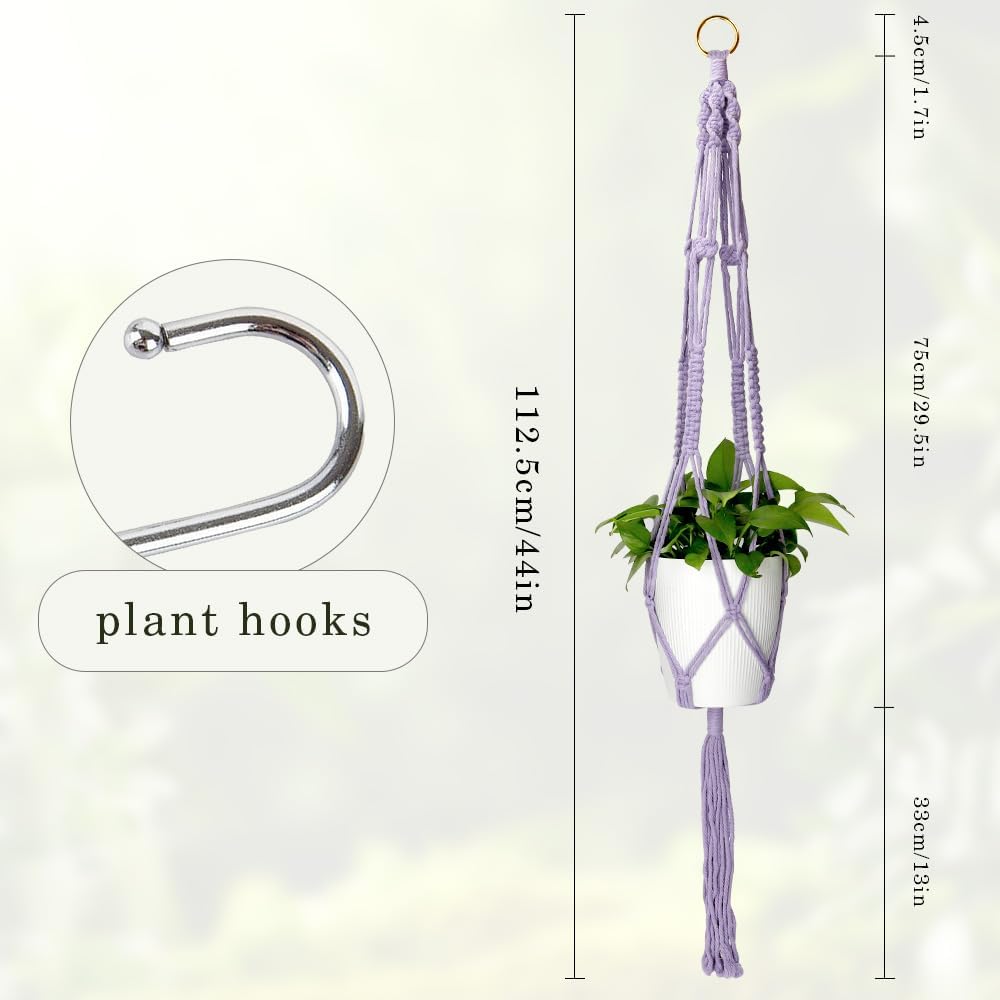 Hanging Planter, Purple, Indoor, Diamond, Wall Mount, English, Cotton, 7x2x35 Inches, 1 Pack