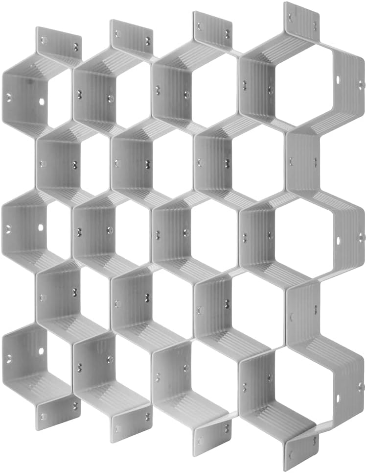 Poeland Drawer Divider Organizer Adjustable DIY Grid Honeycomb Drawer Divider for Underwear Belt Scarf Socks Gray