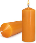 Pillar Candles Set of 2, 3x8 inches Unscented Large Orange Candle,Tall Candles Bulk, Home Wedding Decor Candles