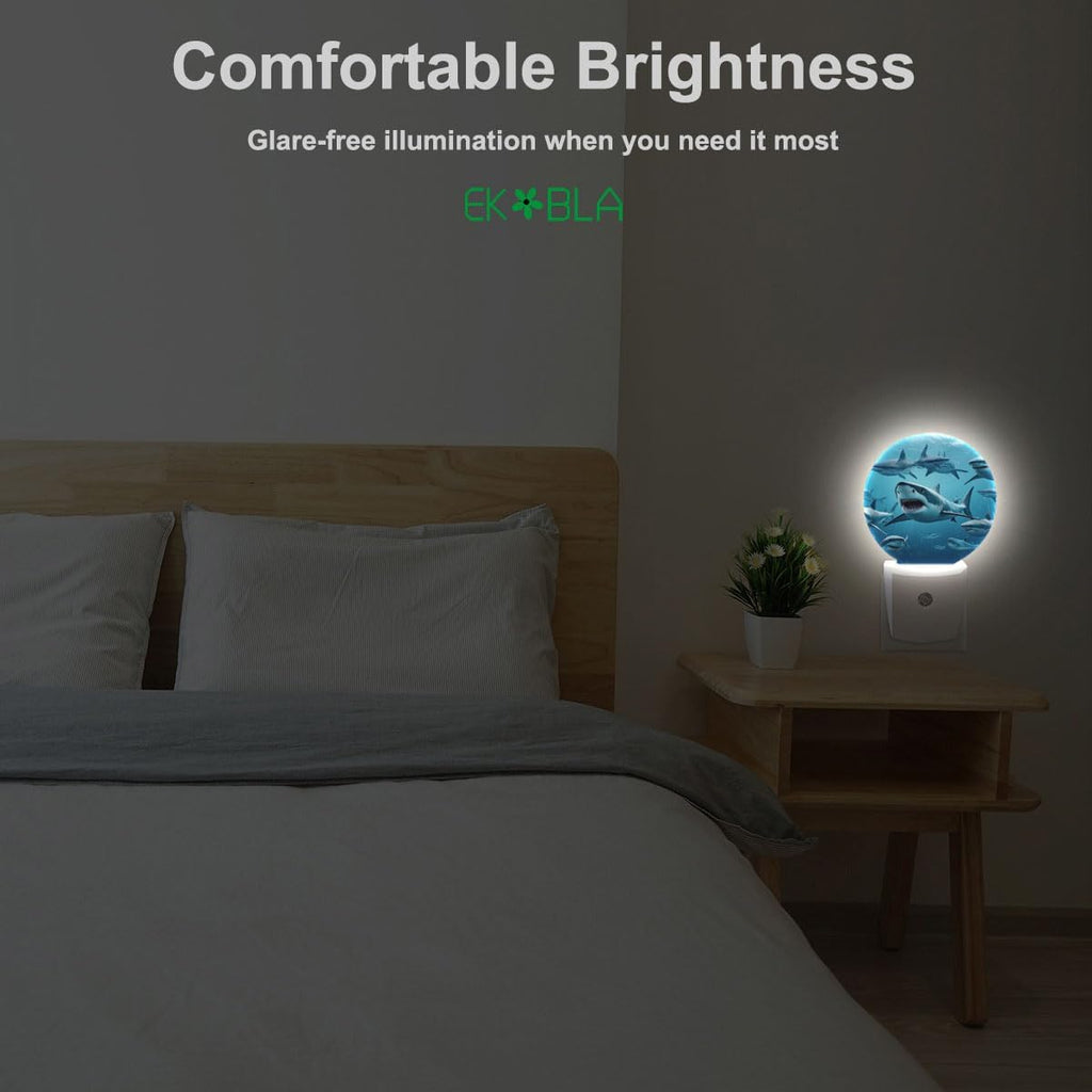 Deep Ocean Shark Night Light, Plug in Nightlight with Dusk to Dawn Sensor