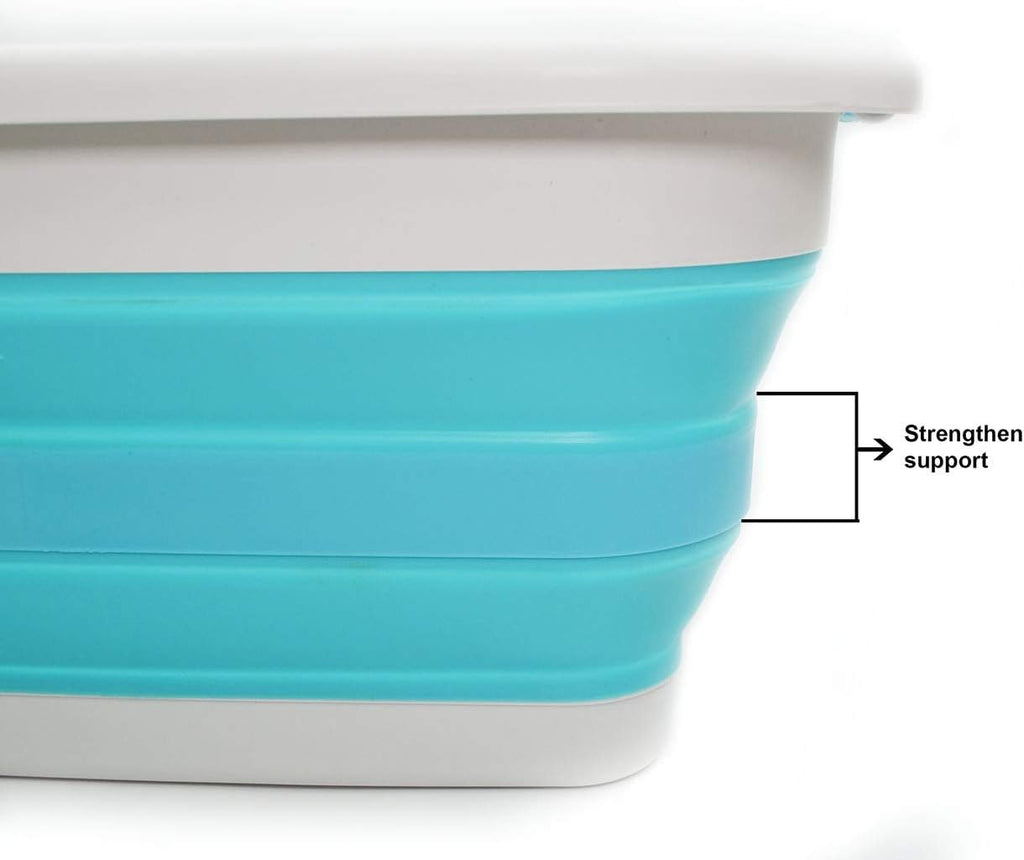 SAMMART 41L Collapsible Plastic Laundry Basket - Foldable Pop Up Storage Container/Organizer - Portable Washing Tub - Space Saving Hamper/Basket (1, Grey/Bright Blue)