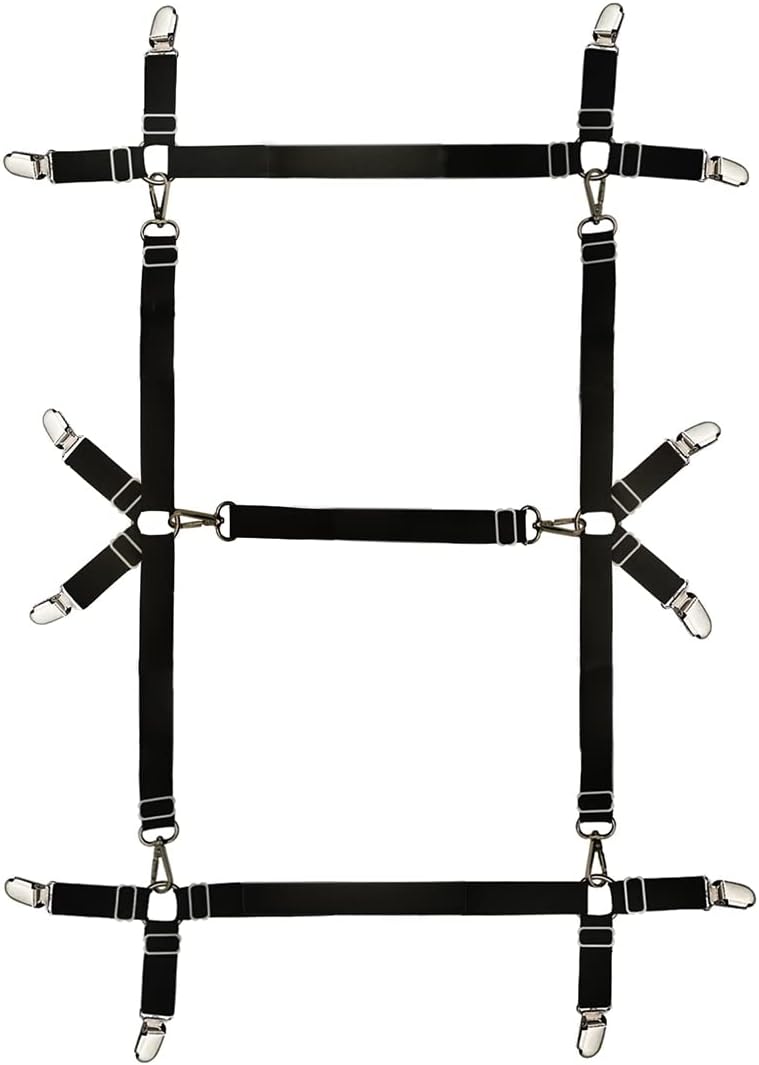 Bed Sheet Straps Nonslip Fitted Sheet Clips,Adjustable Elastic Bedding Holder Easy Install on Mattress Covers (Black)