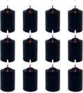 12 Pack Black 2x3 Inches Pillar Candles for Halloween, 22 Hour Long Burning Unscented Column Candles, Dripless and Smokeless Candles for Home Weddings Church and Emergency