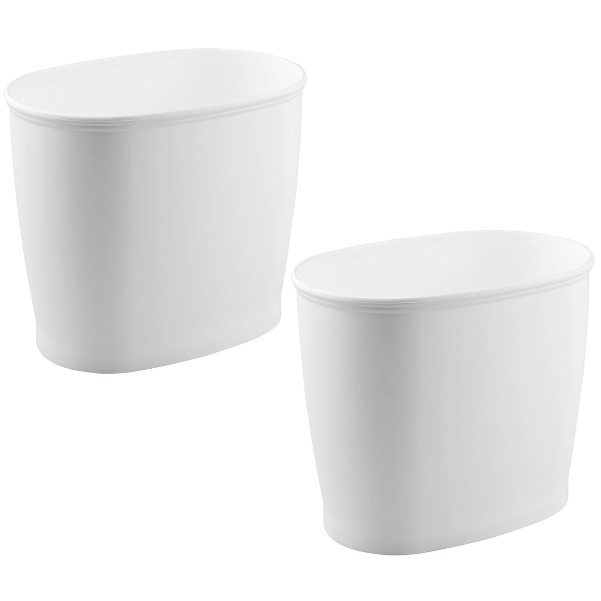 iDesign Slim Plastic Bathroom Trash Can, 2-Pack, White