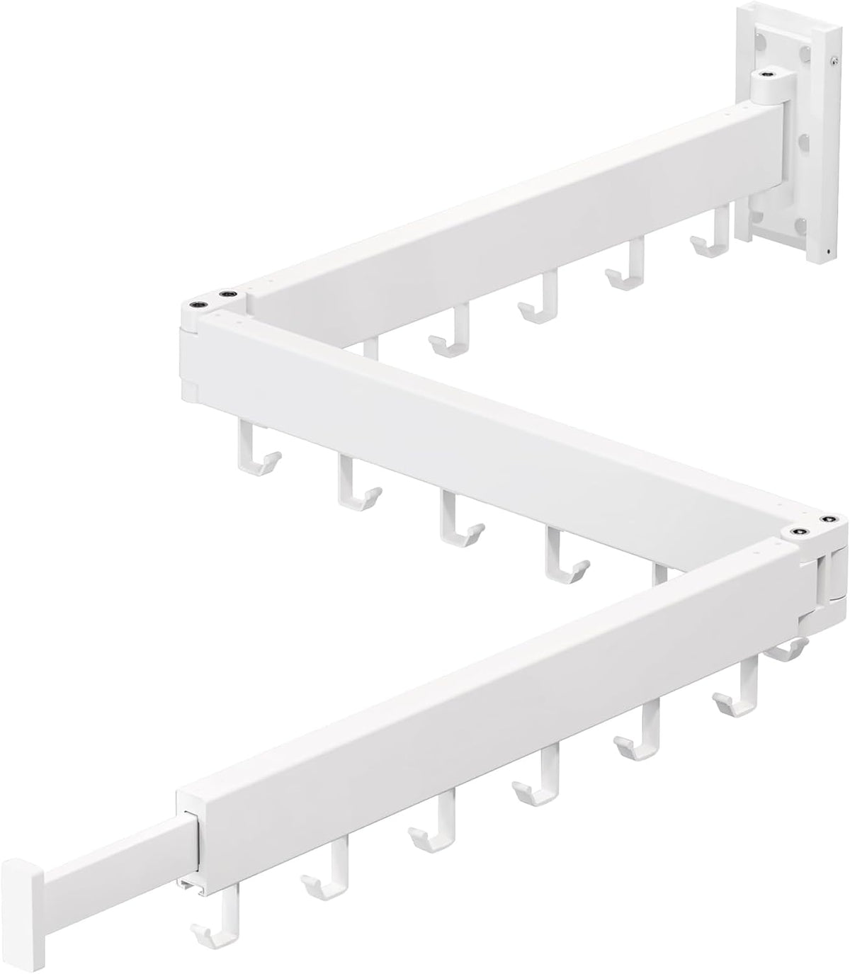 Dr.DJ Clothes Drying Rack for Laundry, Retractable Clothes Hanger Rack Wall Mounted Folding Indoor, Drying Rack, Space Saver Clothes Rack,Collapsible (Tri-Fold) with 18 J-Hooks Laundry Rack White