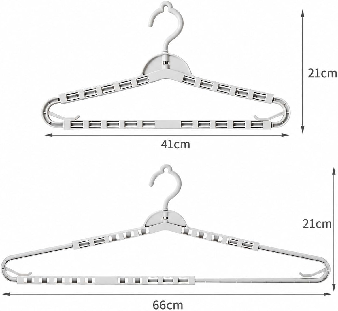 6 Pack Extra Large Hangers, Adjustable Arm Clothes Hangers, Space Saver