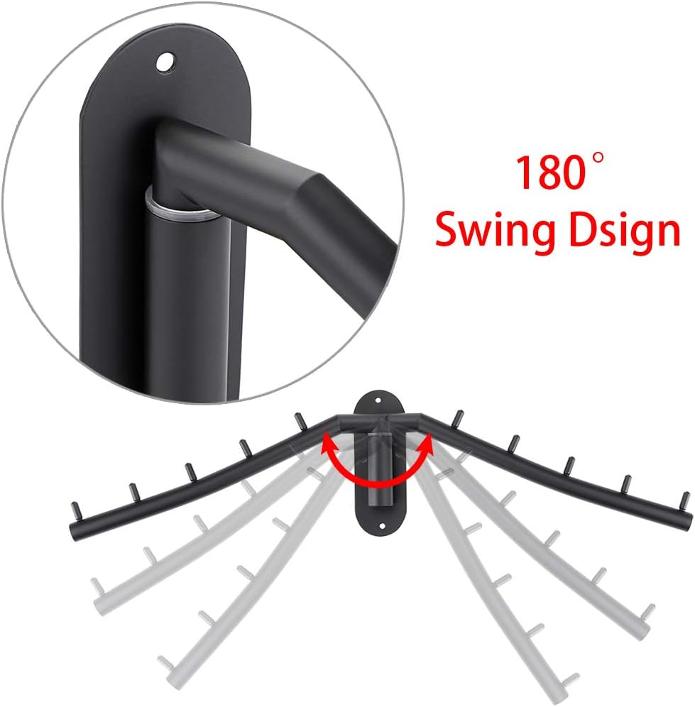 Sumnacon Clothes Hanger Rack，Wall Mount Garment Hook with Swing Arm，Black