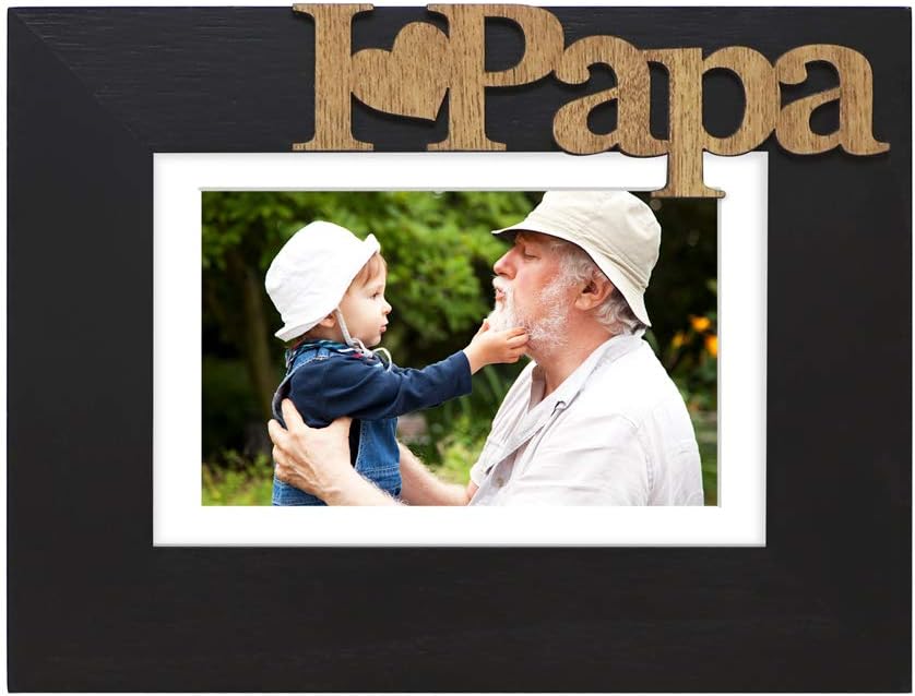 Isaac Jacobs 5x7 (Matted 4x6) Black Wood I Love Papa Photo Frame