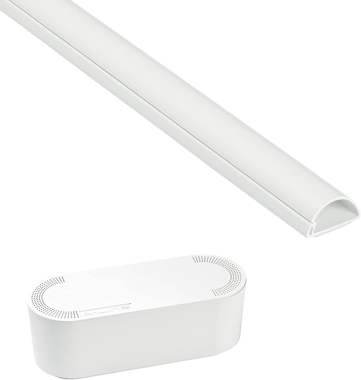D-Line Cable Management Box (Small) & Medium Cable Raceway Length 1.18" (W) x 0.59" (H) x 39" Length - White