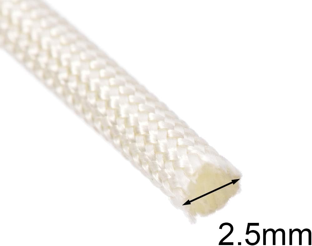 uxcell Insulation Braid Sleeving, 9.8Ft-2.5mm High TEMP Fiberglass Sleeve White