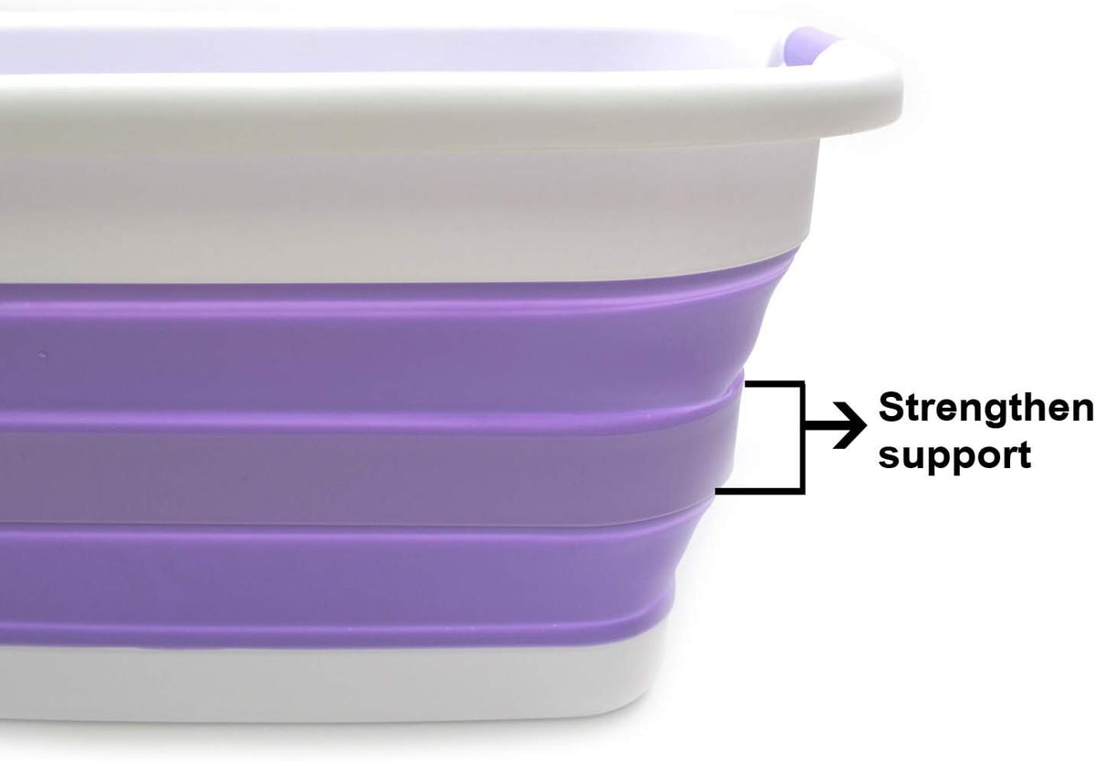 SAMMART 41L(10.8 gallon) Collapsible Plastic Laundry Basket-Foldable Pop Up Storage Container-Portable Washing Tub-Space Saving Basket,Water capacity 31L(8.2 gallon)