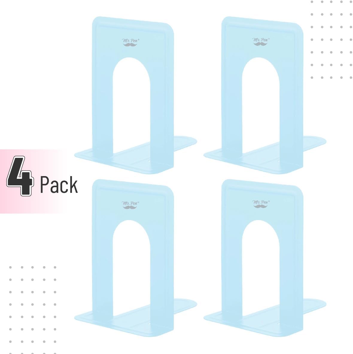 Mr. Pen- Book Ends, 4 Pack, Light Blue