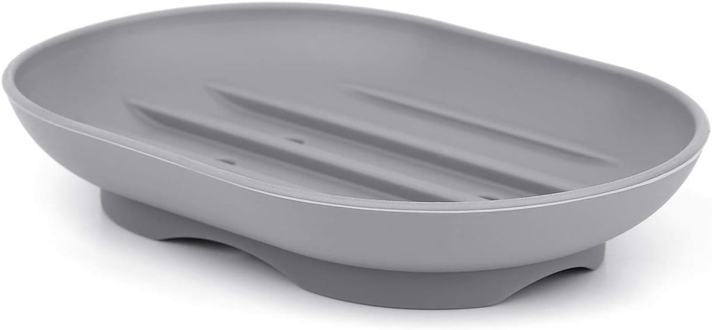Anwenk Soap Dish, Bathroom Soap Dishes Soap Holder Soap Tray with Holes to Drain Water- Oval Shape Soap Dish for Shower Bathroom Kitchen Counter Top, Keep Bars Dry - Flexible Silicone Grey, 3 Pack